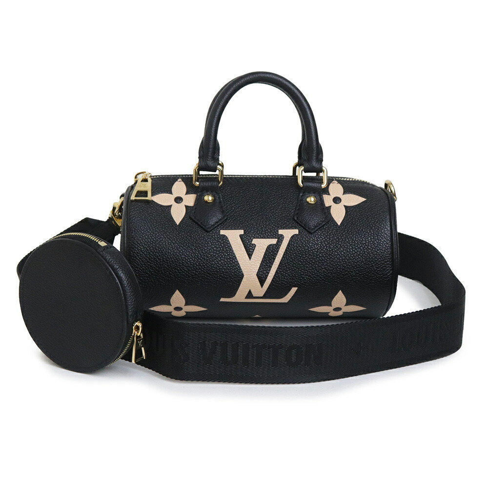 LOUIS VUITTON Papillon Empreinte Black Beige Shoulder Handbag Crossbody - Picture 1 of 10